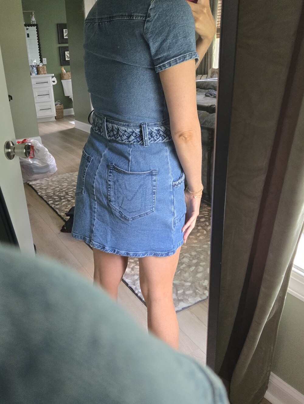 New Show Me Your Mumu Outlaw denim Jean Mini Dress Small - Picture 3 of 4
